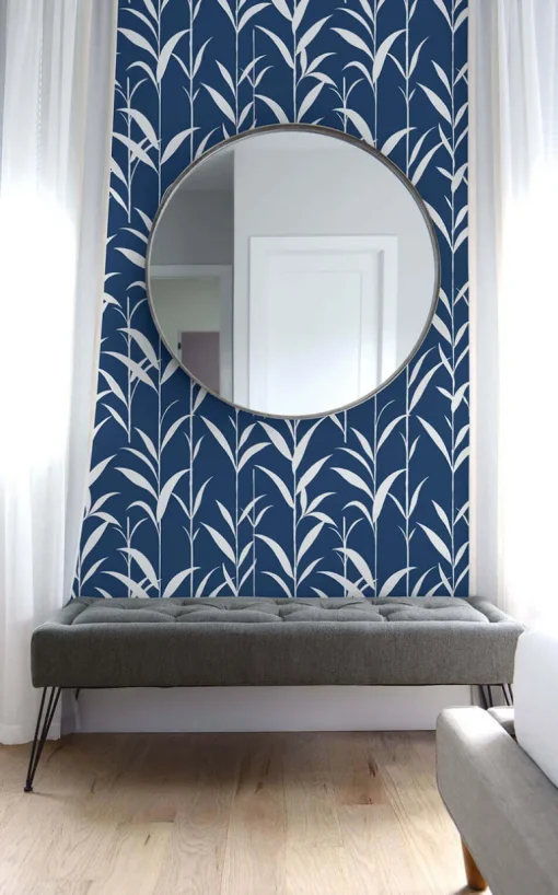 NextWall Bamboo Leaves Peel & Stick Wallpaper - Blue