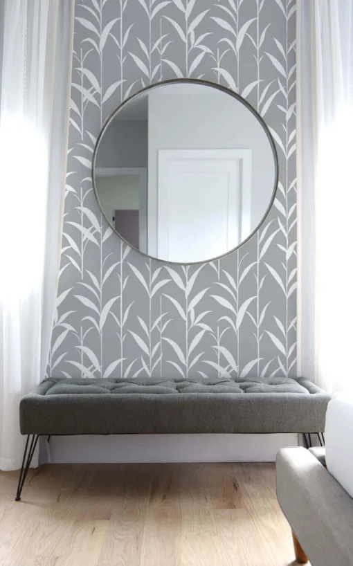 NextWall Bamboo Leaves Peel & Stick Wallpaper - Gray