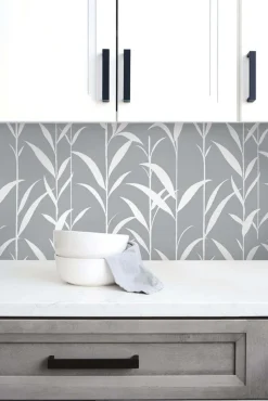 NextWall Bamboo Leaves Peel & Stick Wallpaper - Gray