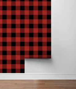 NextWall Buffalo Plaid Peel & Stick Wallpaper - Red & Black