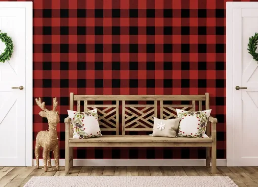 NextWall Buffalo Plaid Peel & Stick Wallpaper - Red & Black