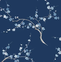 NextWall Cherry Blossom Floral Peel & Stick Wallpaper - Blue