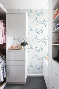 NextWall Cherry Blossom Floral Peel & Stick Wallpaper - Blue & White