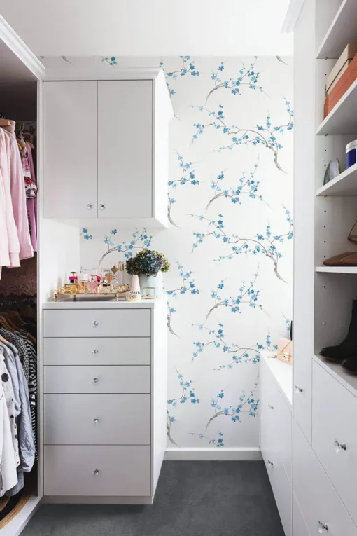 NextWall Cherry Blossom Floral Peel & Stick Wallpaper - Blue & White
