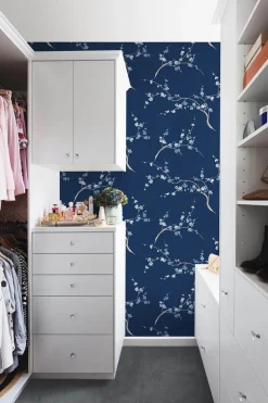 NextWall Cherry Blossom Floral Peel & Stick Wallpaper - Blue