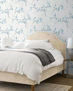 NextWall Cherry Blossom Floral Peel & Stick Wallpaper - Blue & White