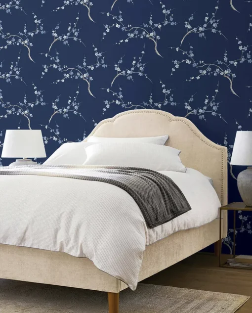 NextWall Cherry Blossom Floral Peel & Stick Wallpaper - Blue