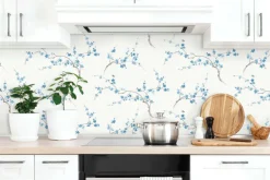 NextWall Cherry Blossom Floral Peel & Stick Wallpaper - Blue & White