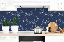 NextWall Cherry Blossom Floral Peel & Stick Wallpaper - Blue