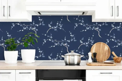 NextWall Cherry Blossom Floral Peel & Stick Wallpaper - Blue