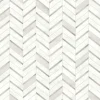 NextWall Chevron Marble Tile Peel & Stick Wallpaper - Silver