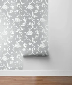 NextWall Chinoiserie Silhouette Peel & Stick Wallpaper - Silver