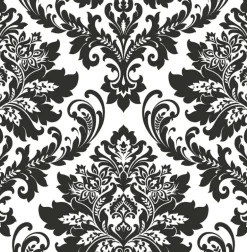 NextWall Damask Peel & Stick Wallpaper - Black & White