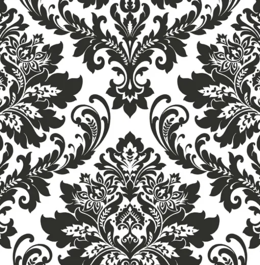 NextWall Damask Peel & Stick Wallpaper - Black & White