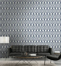 NextWall Deco Lattice Peel & Stick Wallpaper - Navy Blue