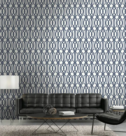 NextWall Deco Lattice Peel & Stick Wallpaper - Navy Blue