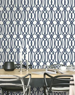 NextWall Deco Lattice Peel & Stick Wallpaper - Navy Blue