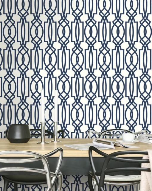NextWall Deco Lattice Peel & Stick Wallpaper - Navy Blue
