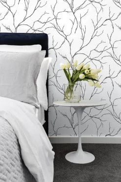 NextWall Delicate Branches Peel & Stick Wallpaper - Black