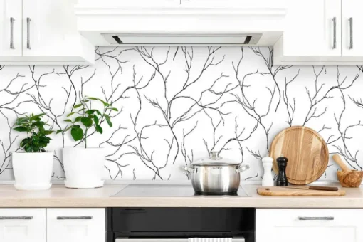 NextWall Delicate Branches Peel & Stick Wallpaper - Black