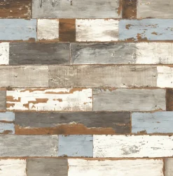 NextWall Farmhouse Shiplap Peel & Stick Wallpaper - Brown & Blue