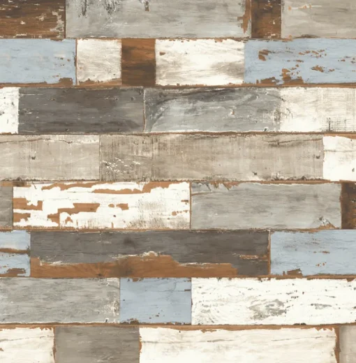NextWall Farmhouse Shiplap Peel & Stick Wallpaper - Brown & Blue
