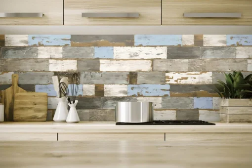 NextWall Farmhouse Shiplap Peel & Stick Wallpaper - Brown & Blue