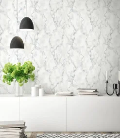 NextWall Faux Marble Peel & Stick Wallpaper - Silver