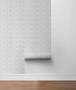 NextWall Faux Subway Tile Peel & Stick Wallpaper - White