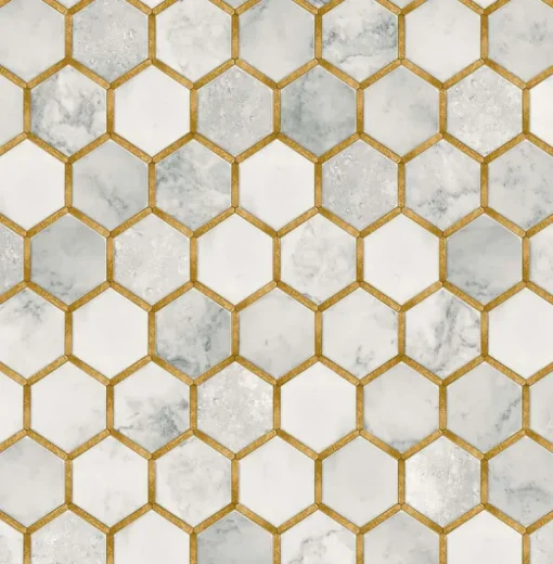 NextWall Inlay Hexagon Peel & Stick Wallpaper - Gold