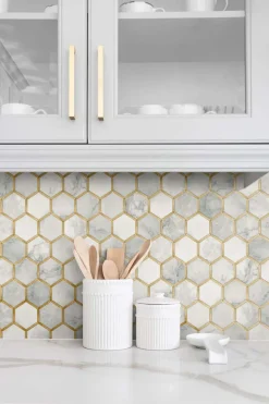 NextWall Inlay Hexagon Peel & Stick Wallpaper - Gold