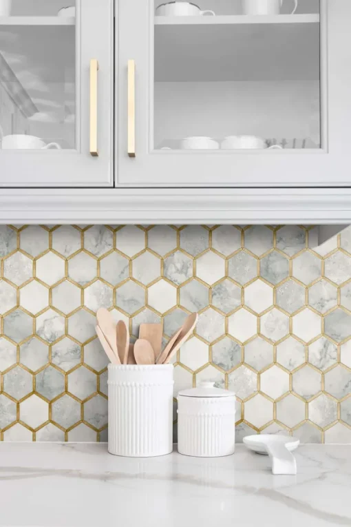 NextWall Inlay Hexagon Peel & Stick Wallpaper - Gold