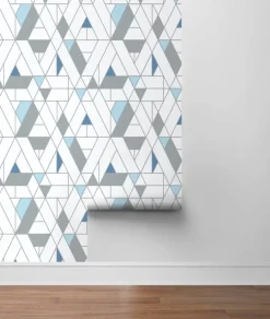 NextWall Kaleidoscope Peel & Stick Wallpaper - Blue & Gray