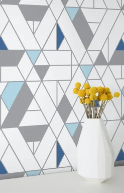 NextWall Kaleidoscope Peel & Stick Wallpaper - Blue & Gray