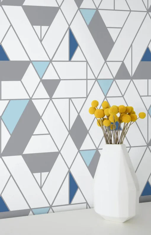 NextWall Kaleidoscope Peel & Stick Wallpaper - Blue & Gray