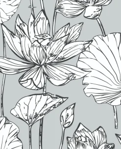 NextWall Lotus Floral Peel & Stick Wallpaper - Gray