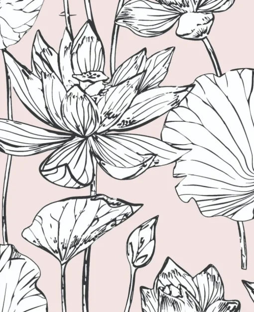 NextWall Lotus Floral Peel & Stick Wallpaper - Pink