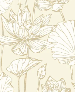 NextWall Lotus Floral Peel & Stick Wallpaper - Gold