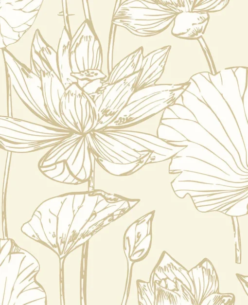 NextWall Lotus Floral Peel & Stick Wallpaper - Gold