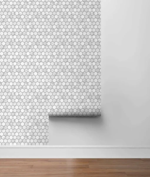 NextWall Marble Hexagon Peel & Stick Wallpaper - Light Grey