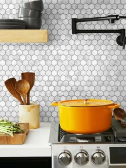 NextWall Marble Hexagon Peel & Stick Wallpaper - Light Grey
