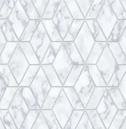 NextWall Marble Tile Peel & Stick Wallpaper - Silver