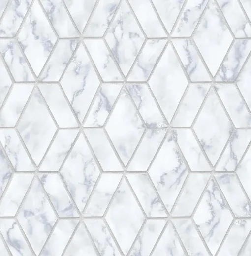 NextWall Marble Tile Peel & Stick Wallpaper - Silver