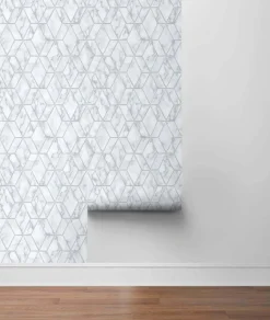 NextWall Marble Tile Peel & Stick Wallpaper - Silver