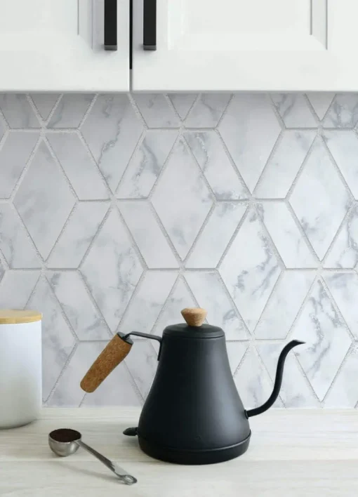 NextWall Marble Tile Peel & Stick Wallpaper - Silver