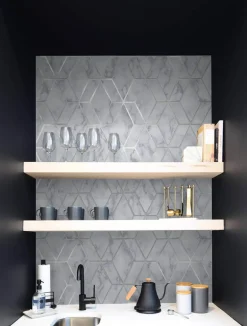 NextWall Marble Tile Peel & Stick Wallpaper - Silver