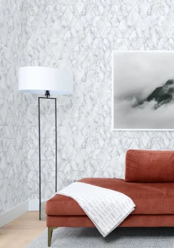 NextWall Marble Tile Peel & Stick Wallpaper - Silver