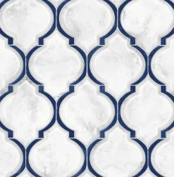 NextWall Marbled Ogee Peel & Stick Wallpaper - Blue