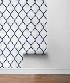 NextWall Marbled Ogee Peel & Stick Wallpaper - Blue