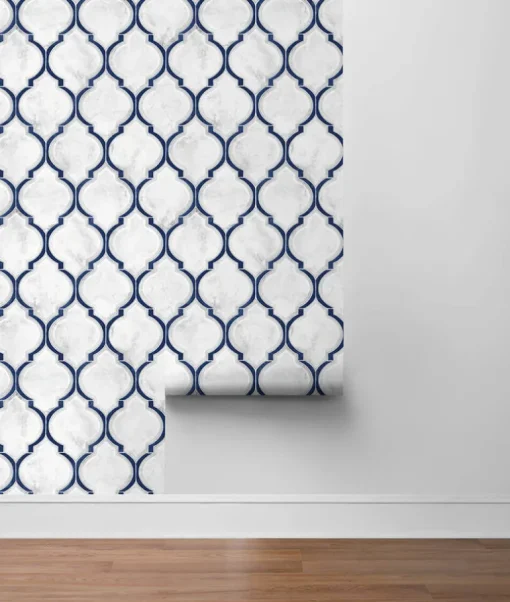 NextWall Marbled Ogee Peel & Stick Wallpaper - Blue